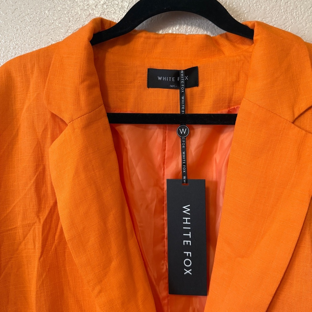 White Fox Not So Basic Bright Orange Blazer Sz M … - image 3